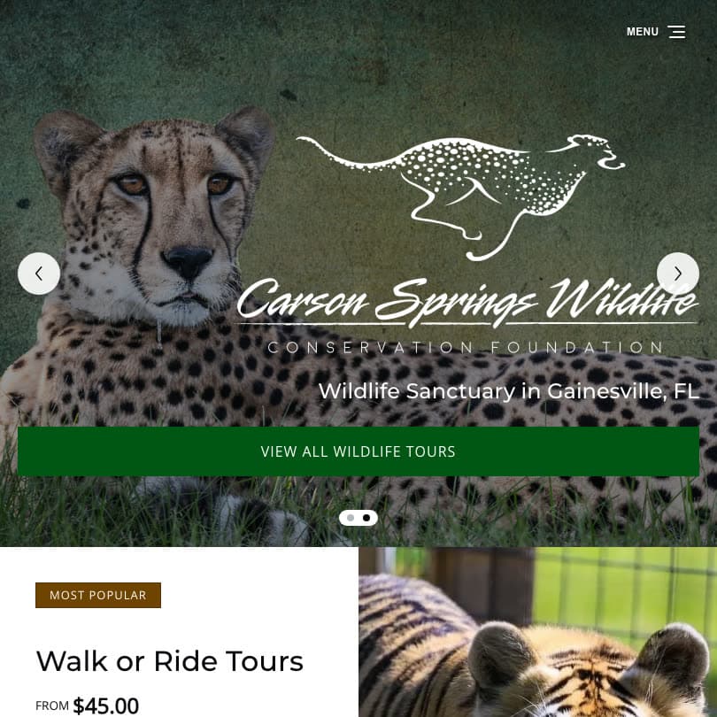The Carson Springs Wildlife homepage as it is today