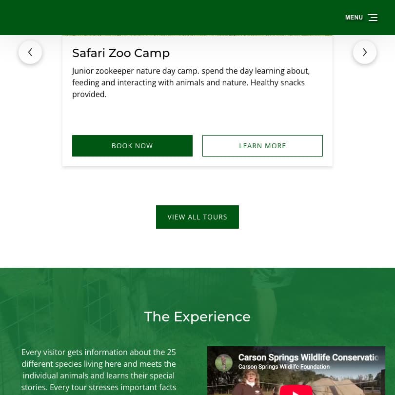Tour cards on the current Carson Springs site